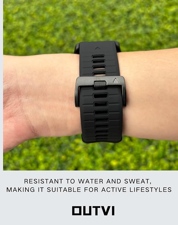OUTVI 22mm watch band for garmin fenix 5 6 7 pro Sapphire Solar Forerunner 965 955 935 745 epix Pro Gen 2 47mm only soft silicone quick fit 22 watch bands replacement for men women Black by OUTVI - Used condition - Image 5