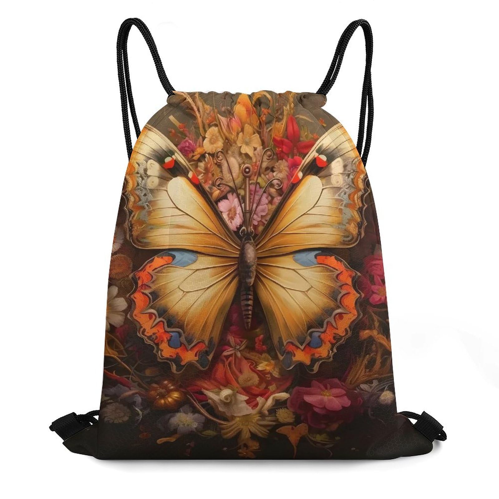 Butterfly Drawstring Backpack Durable Sport Gym Bags Daypack for Men Women 35 * 42cm