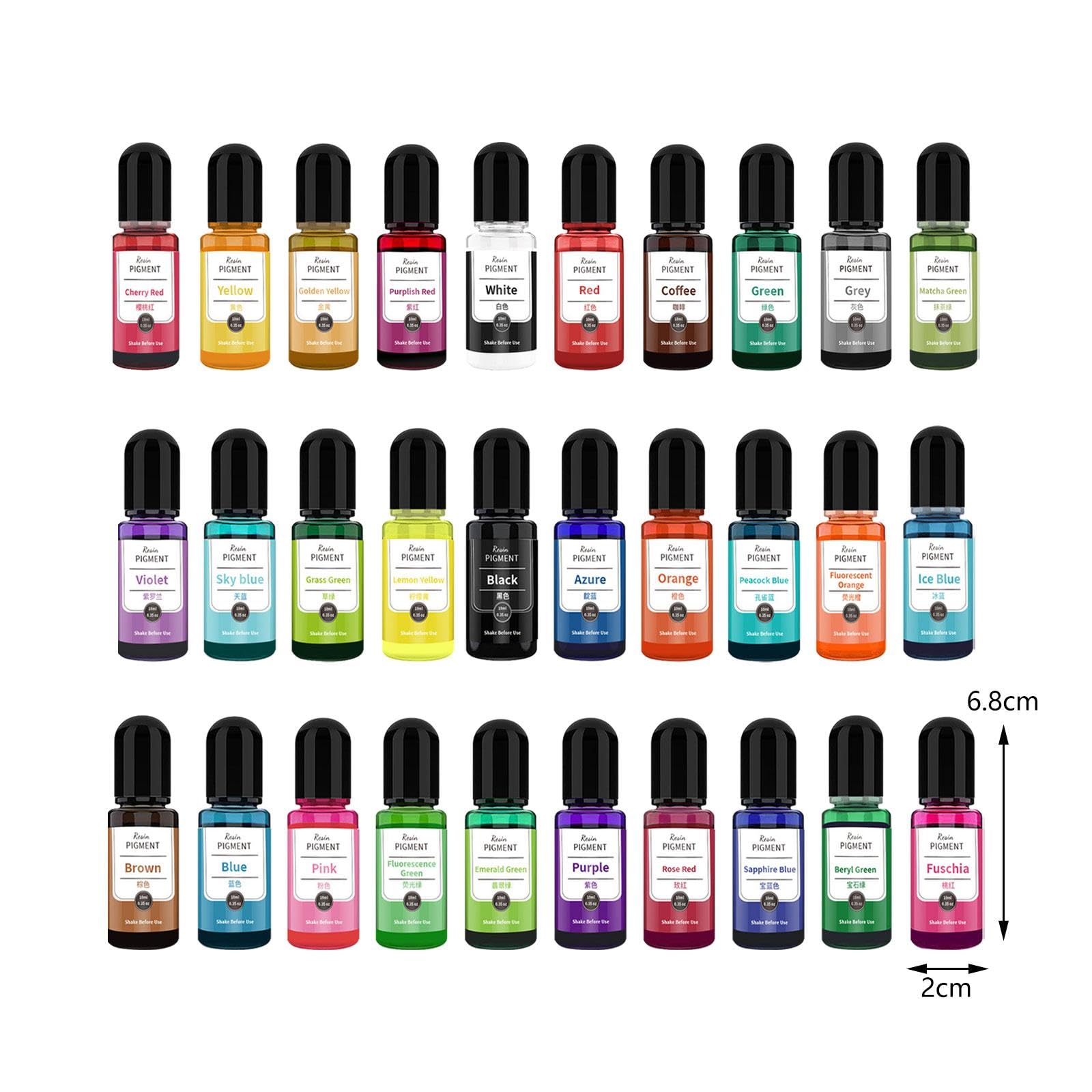 TISHITA 24 Piezas Pigmento Epoxi Líquido para Resina Artesanal Tinte para Joyería Pintura para Manualidades DIY Adecuado para Bisutería Fabricación, 30 Uds., Individual
