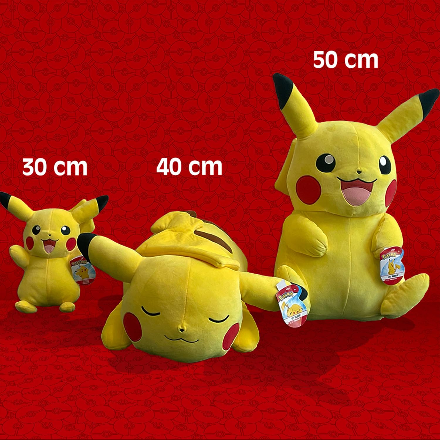 Pokémon Bandai Plüschtier Pikachu, 40 cm, schläft – Plüsch, sehr weich – WT97920