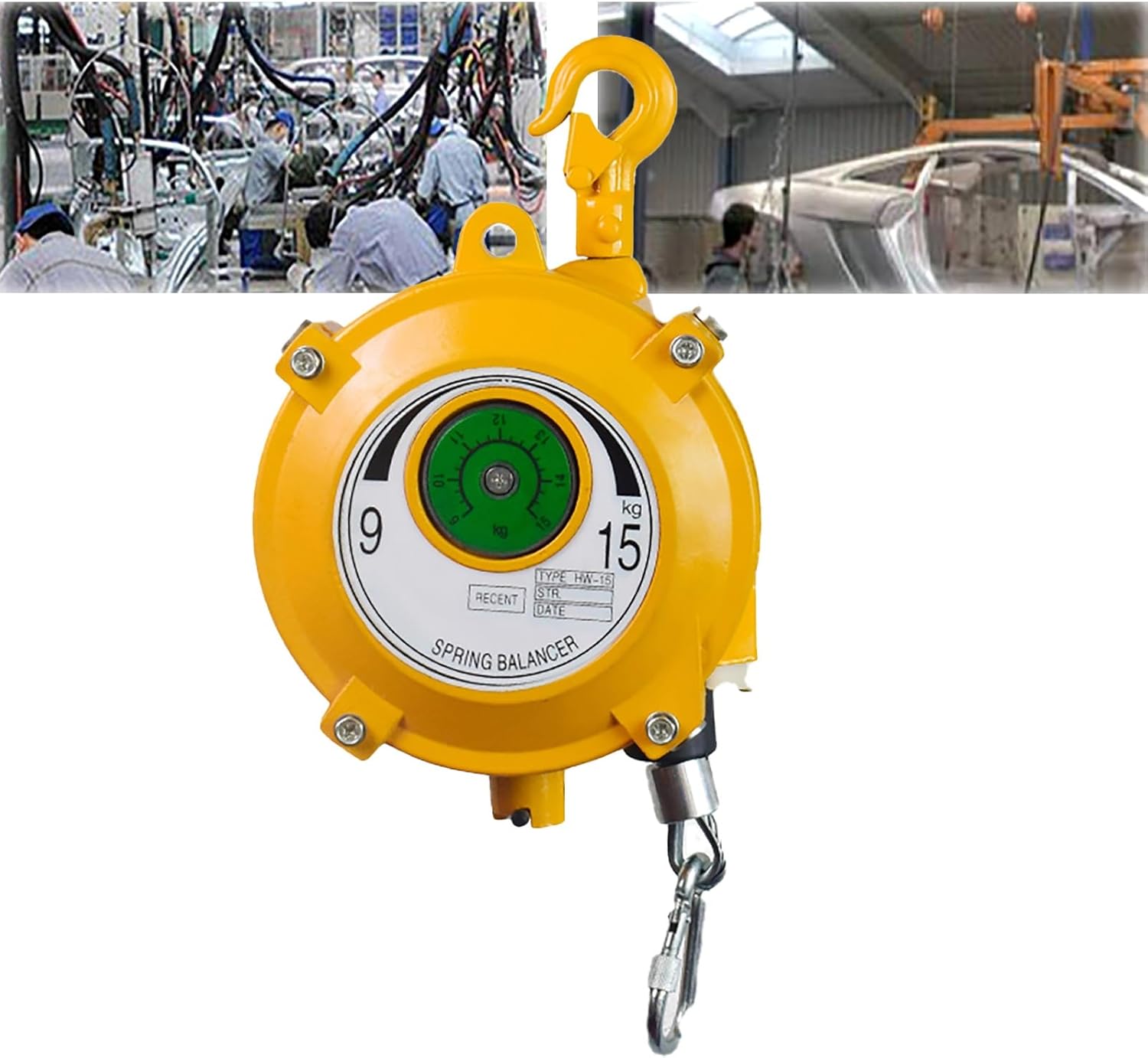 Retractable Spring Balancer with Long Wire Rope and Hook - Ideal for Automobile Molds, Parts Welding, and Assembly Lines