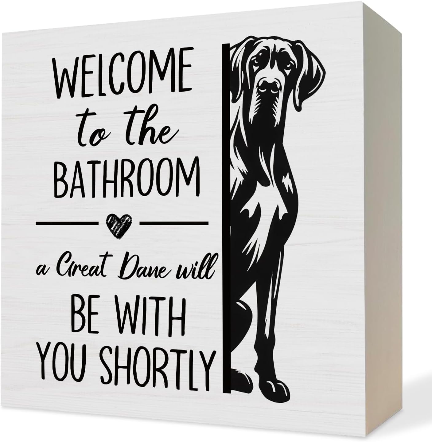 Funny Great Dane Bathroom Wooden Box Sign, Great Dane Gifts for Women,Humorous Dog Wood Block Plaque Signs for Bathroom Toilet Restroom Desk Table Shelf Decor, 5x5 Inch
