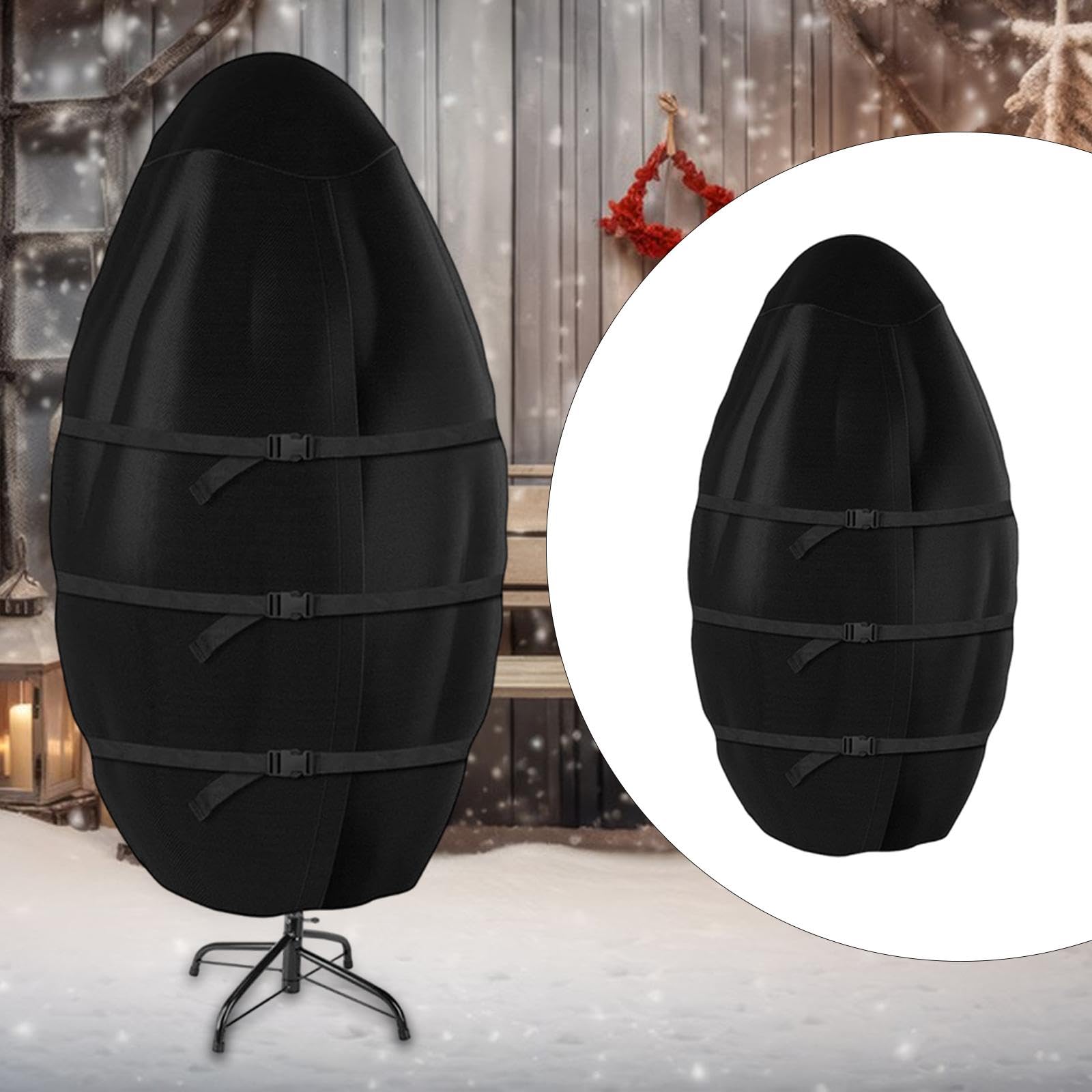 Qianly Upright Christmas Tree Storage Bag, Upright Xmas Tree Bag, Upright Holiday Storage Container, Stand Not Included, Black 76 cmx152 cm