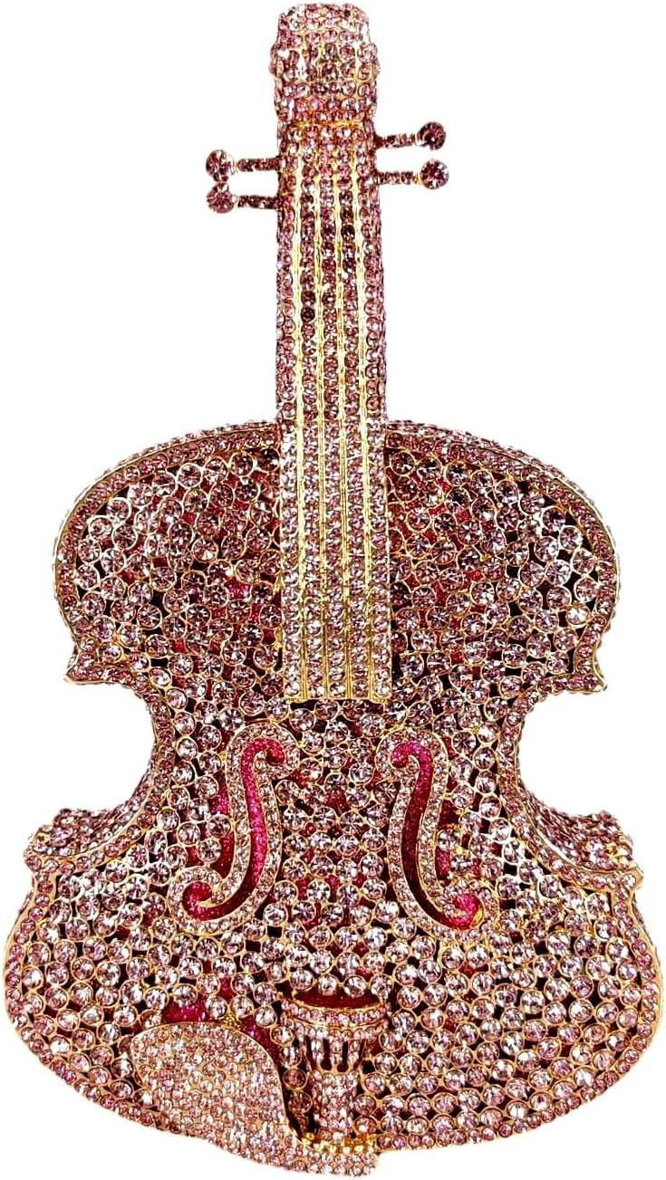 Violin Crystal Clutch Bag Women Novelty Evening Handbags Bridal Party Dinner Rhinestone Clutch Purse Wedding Bag,Mini