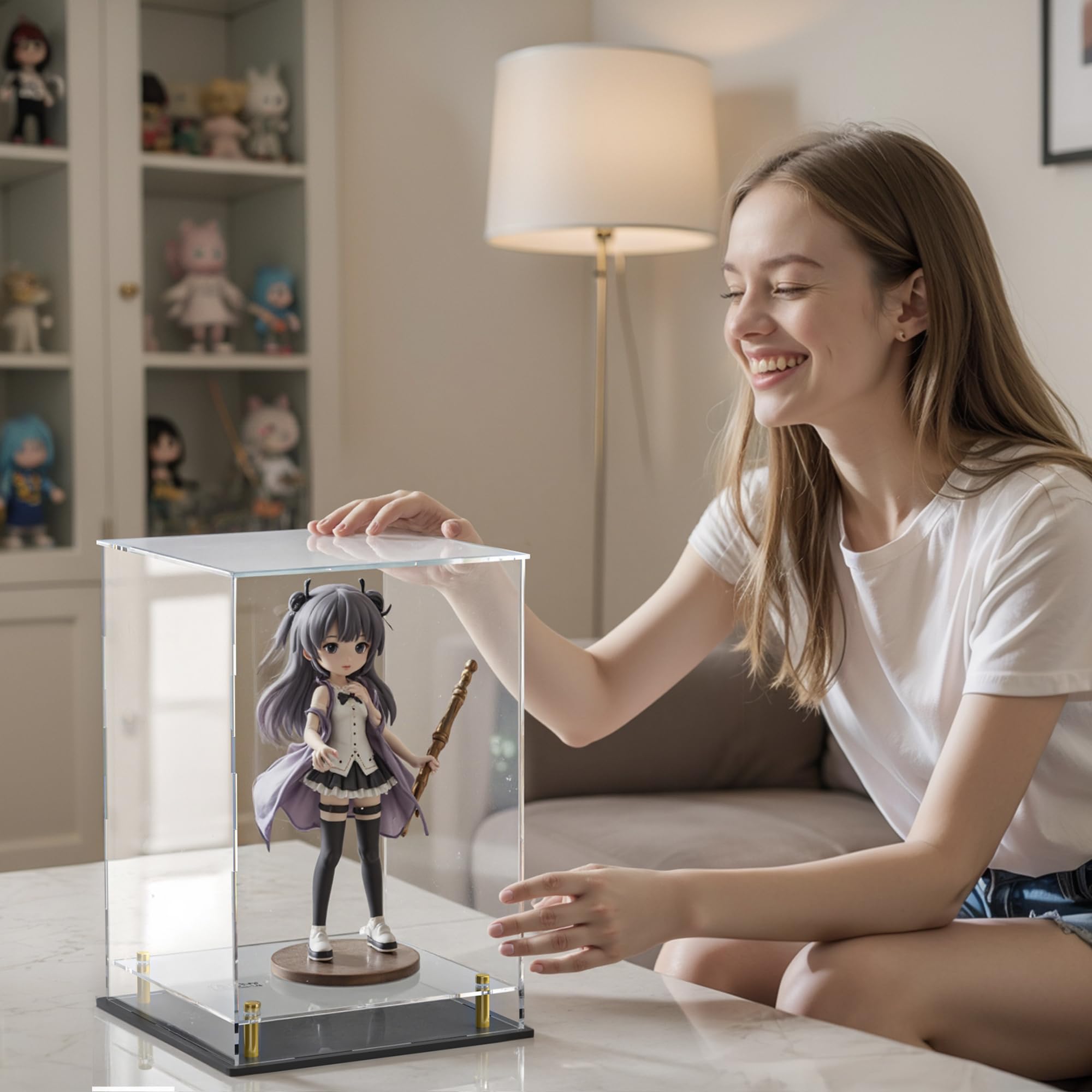 Acrylic Display Case with Removable Floating Shelf and Thick Base - Image 4