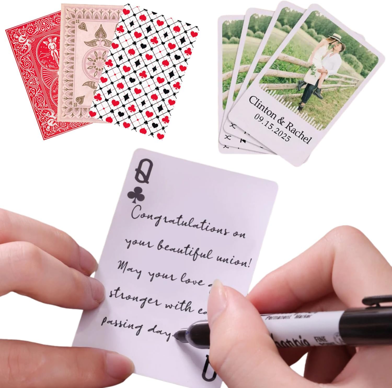 Custom Writeable Playing Cards - Personalized Playing Cards with Photo, Bicycle Playing Card, Card Guest Book Alternative, for Parties, Weddings,and More