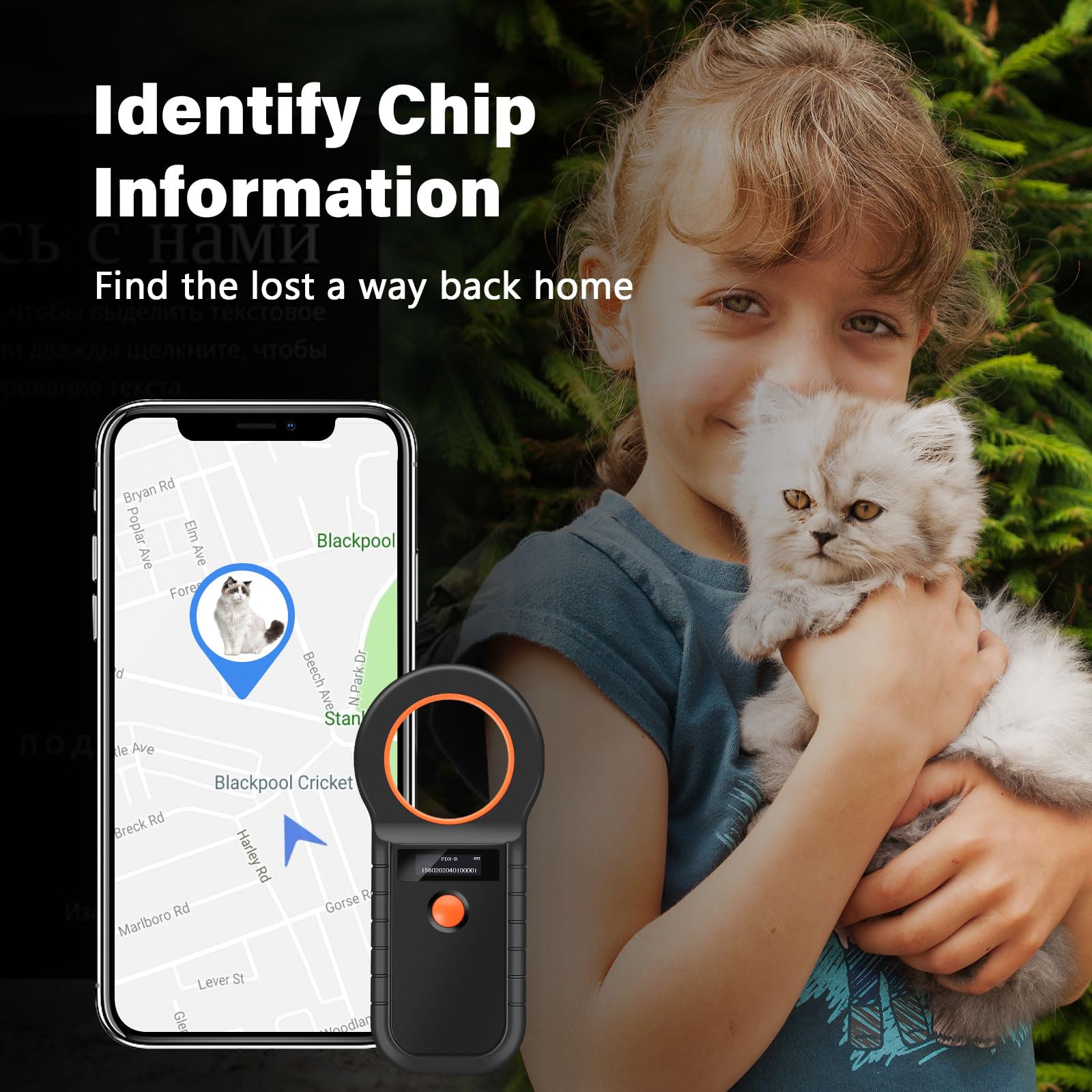Lecteur de Puces pour Animaux, Lecteur Puce Animaux USB Rechargeable, Chatière à Puce électronique ISO11784/(85) FDX-B/EMID, Lecteur de puces électroniques pour Chiens/Chats(Rouge)