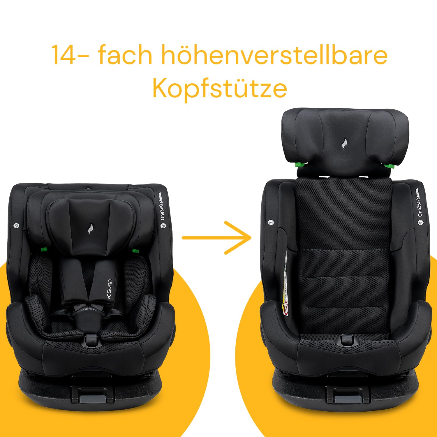 Osann One360 Klimax klimatisierter Kindermit mit Isofix, Reboarder drehbar | Autositz mit Wärme- und Kühlfunktion, 40-150 cm, Kindersitz 0-12 Jahre mit viel Komfort & besonders sicher