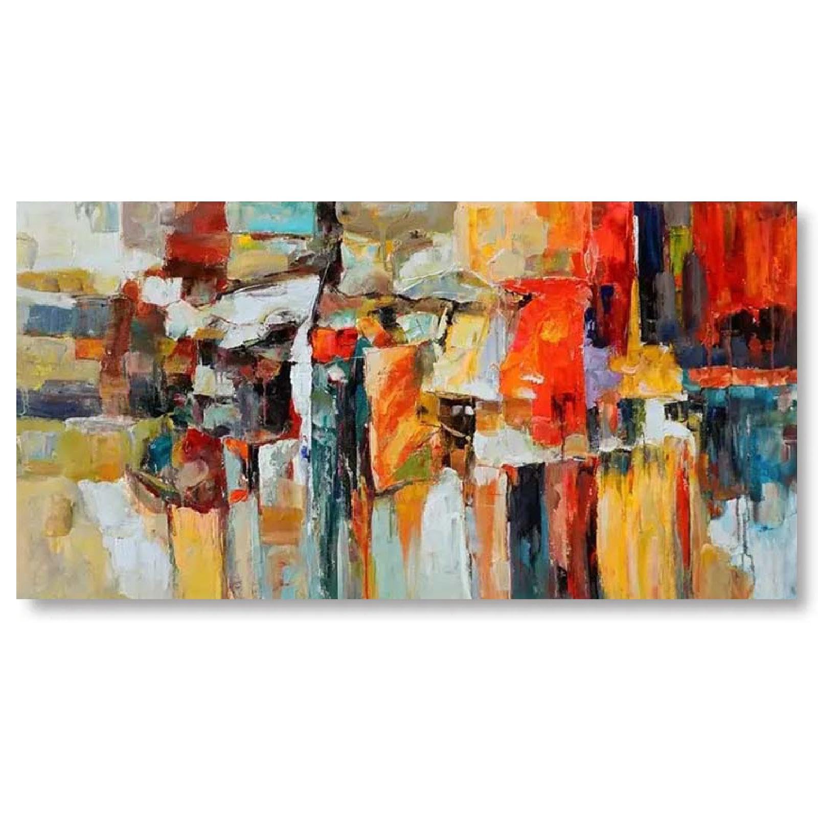 Leinwand Bilder Weinlese Style Bunt Abstrakt 200x100 cm Modern Groß XXL Leinwandbild Wohnzimmer Schlafzimmer Wandbilder Kunstdruck Canvas Desing Wand Bild auf Leinwand Ungerahmt