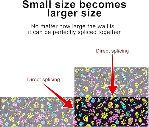 Miniatura 8 de Papel tapiz de calavera de neón para despegar y pegar, arte callejero de graffiti, mural de pared reactivo a la luz negra, adhesivo de pared para