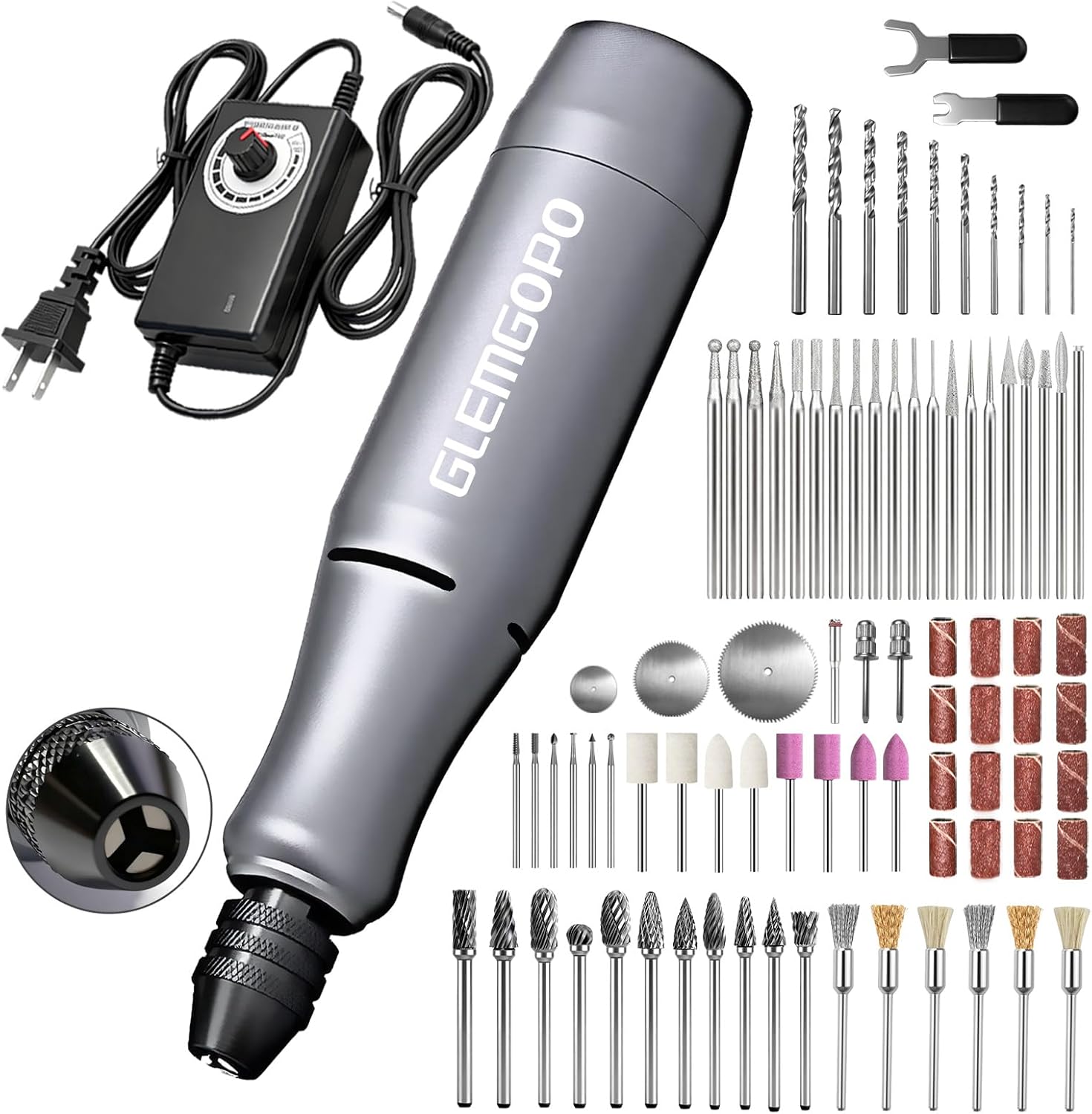 Mini Rotary Tool Kit with Copper Core Motor & 86 Accessories, Variable Speed 0-18,000 RPM, 3-24V Regulated Power for Engraving, Sanding, Polishing, Drilling, DIY Crafts