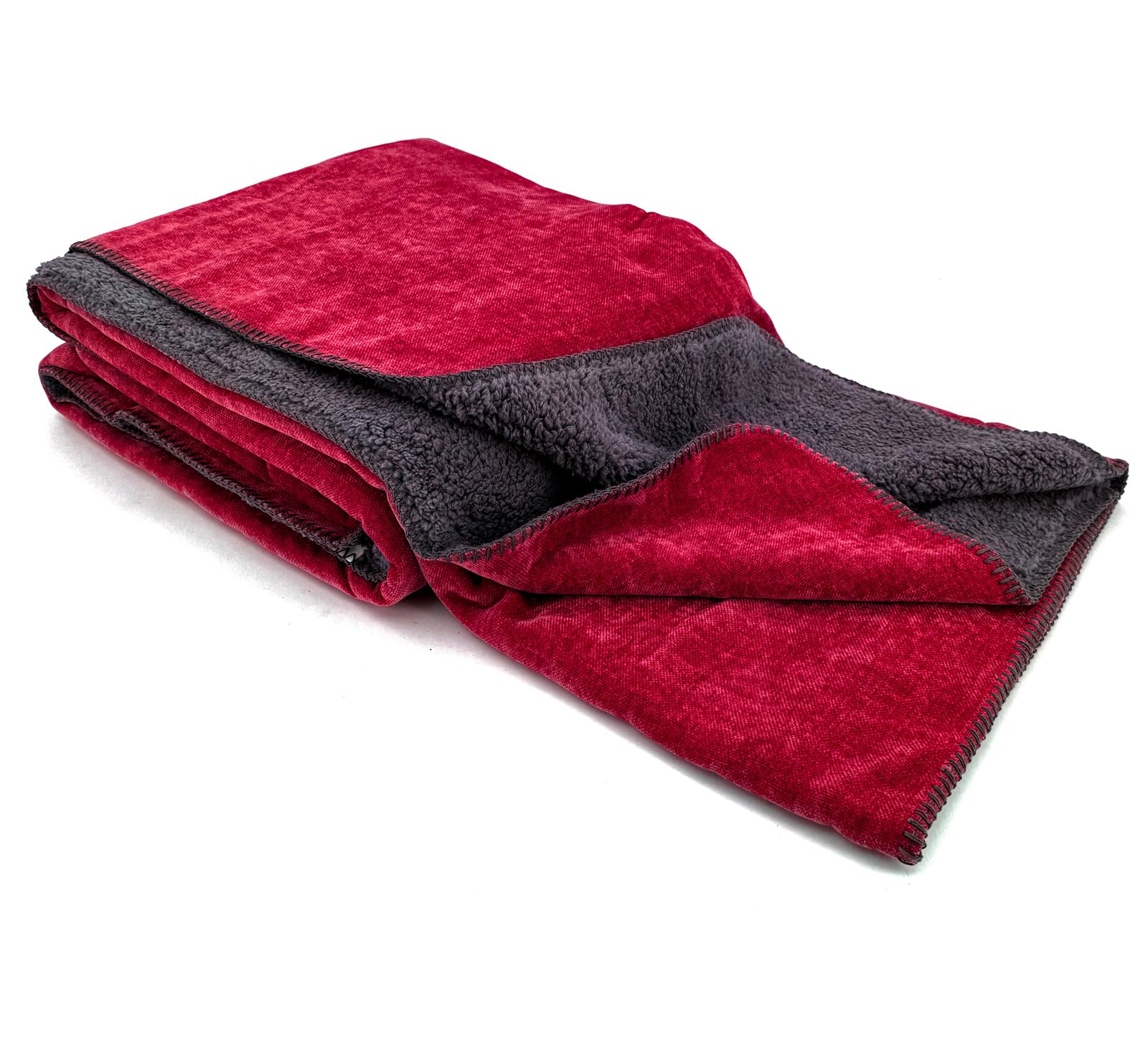 heimtexland Manta supergruesa con suave piel de sherpa, 200 x 150 cm, elegante, para sofá, idea de regalo de Navidad, color rojo