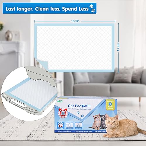 Miniatura 6 de Almohadillas de arena para gatos absorbentes superiores, 50 unidades, repuesto genérico compatible con el sistema de arena Tidy Cat Breeze de 16.9 x