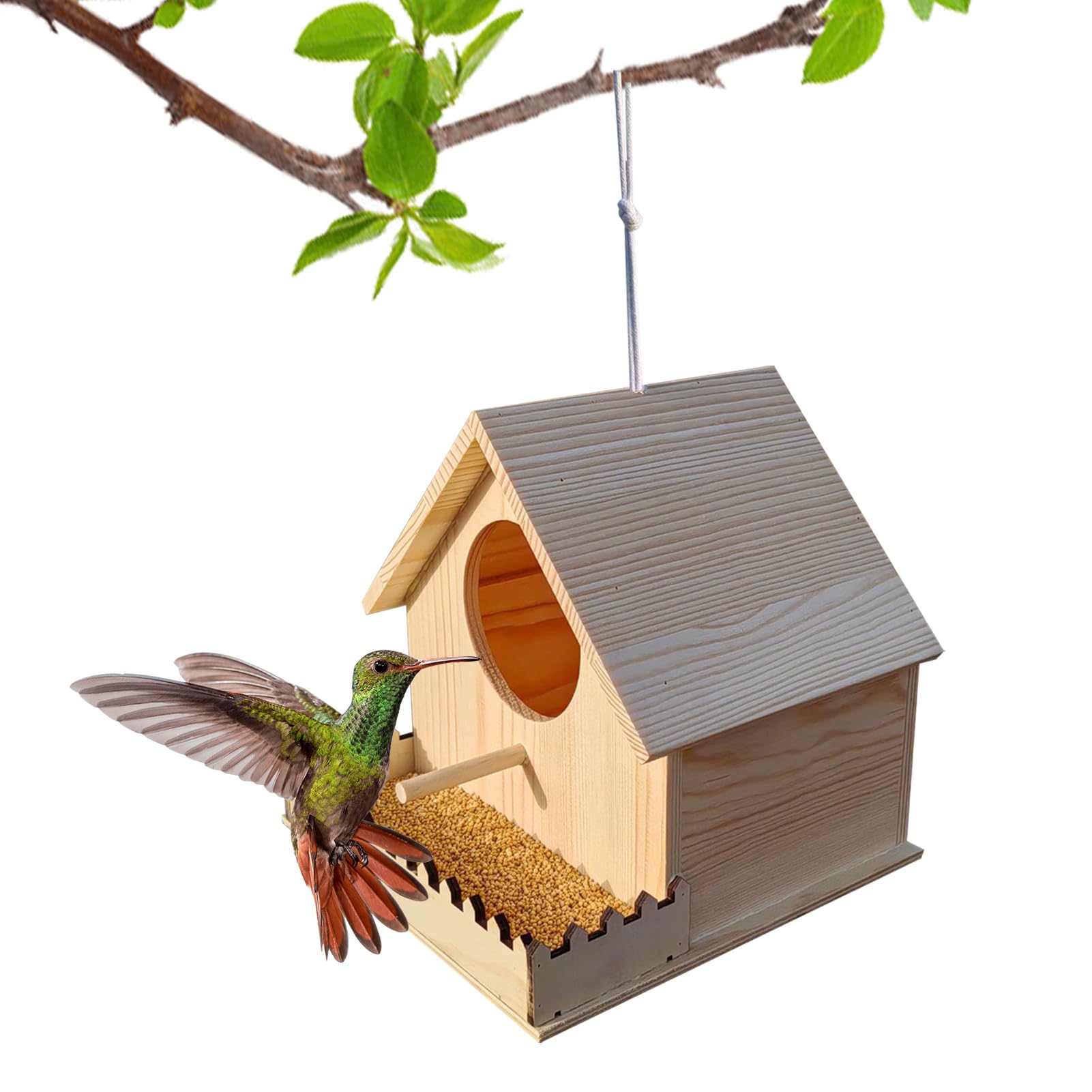 Maison en bois pour oiseaux de jardin et perruche calopsitte