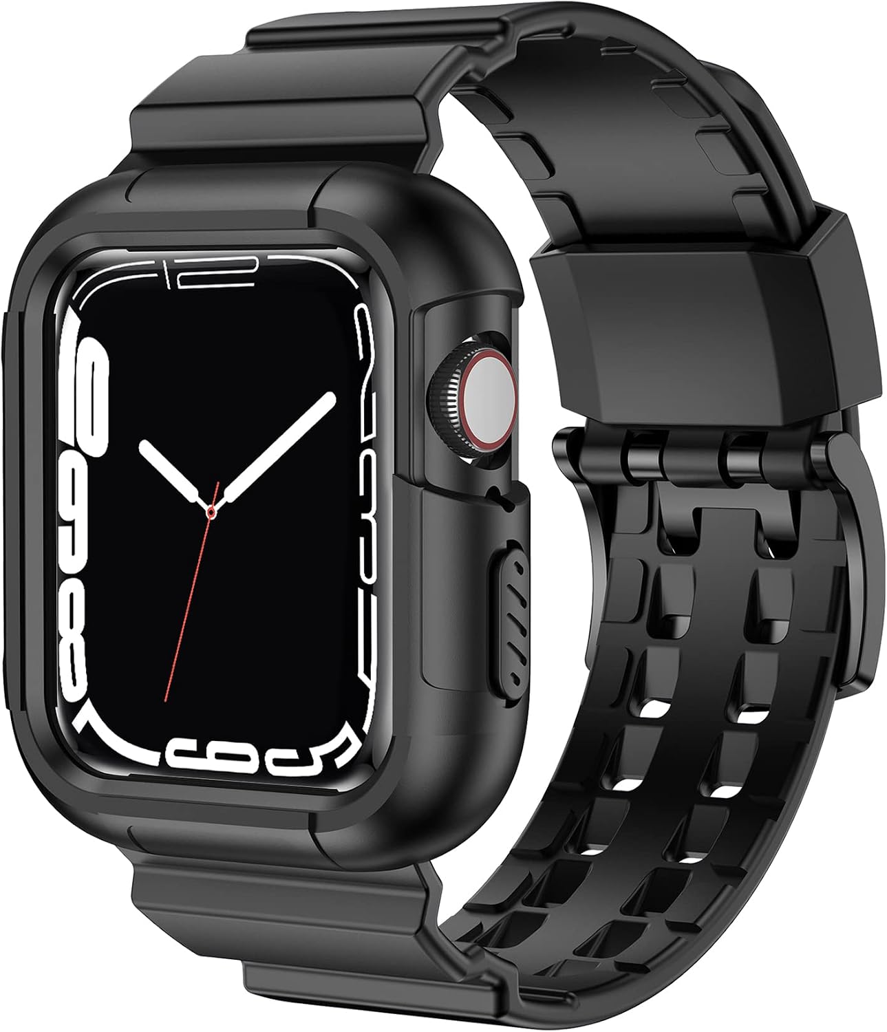 iiteeology Compatible with Apple Watch Band 41mm 40mm 38mm Case, Rugged Protective iWatch Case with Sport Bands for Apple Watch SE Series 8/7/6/5/4/3/2/1, Black