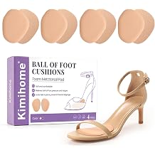 Ball of Foot Cushions for Women 4 Pairs Foot Pads Alleviate Ball-of-Foot Pain and Metatarsalgia, Non-Slip Adhesive Backing Prevents Sliding Forward, Forefoot Cushions for High Heels, Metatarsal Pads