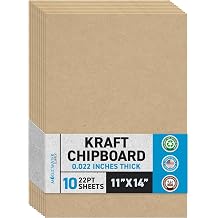MagicWater Chipboard Sheet for DIY Projects - 11x14 Inch - 10 Pack - 22 pt - Heavy Duty Kraft 0.022 Inch Thick Paperboard, for Scrapbooking, Books, Picture Frame Backing, Arts Project & Crafts