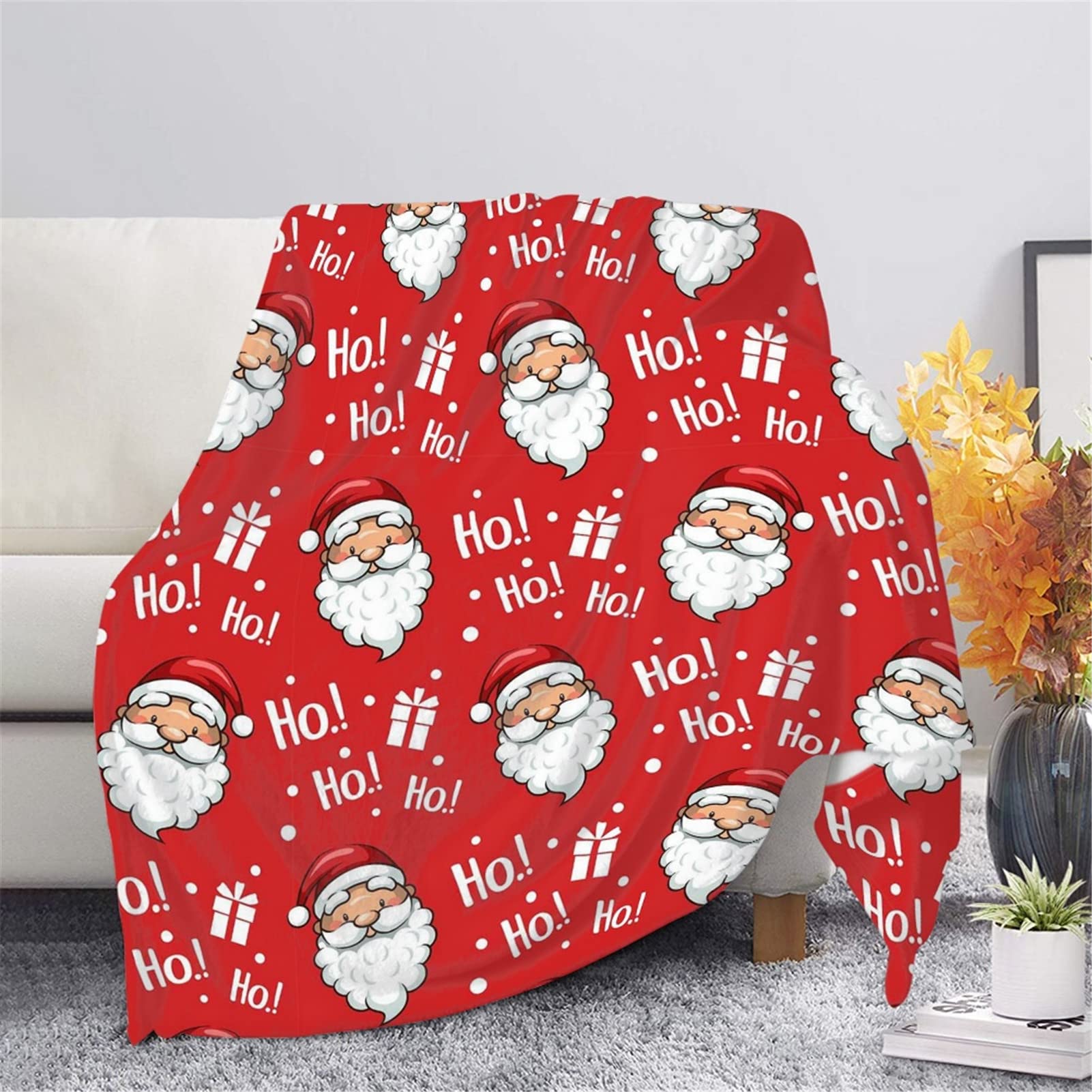 Showudesigns Christmas Throw Blanket 27X40 inches Home Decorative Blanket for Chair Couch Office Blankets for Womens Girls Cartoon Santa Claus Red