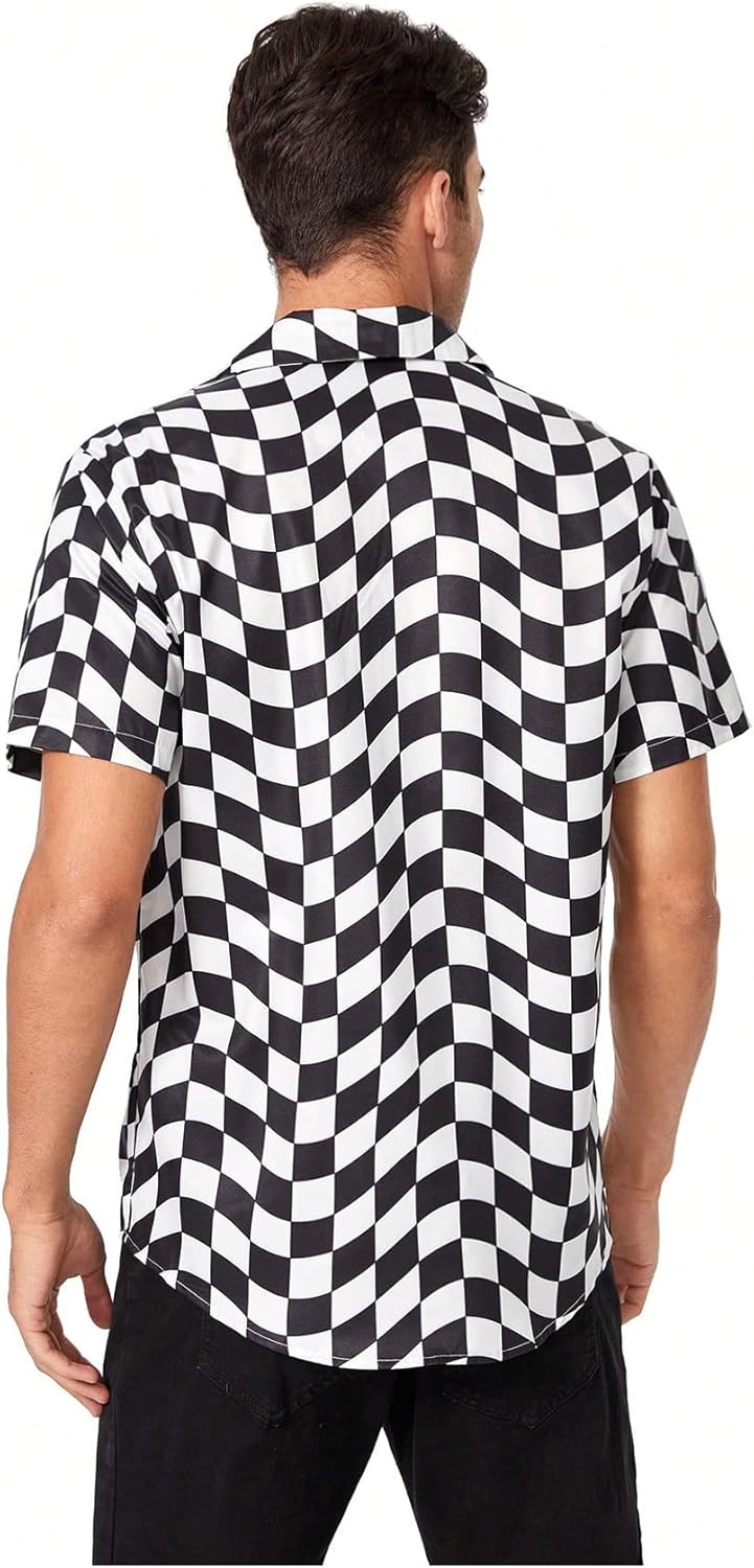 Milumia Men's Floral Button Down Hawaiian Shirt Lapel Neck Short Sleeve Aloha Beach Shirts - Image 6