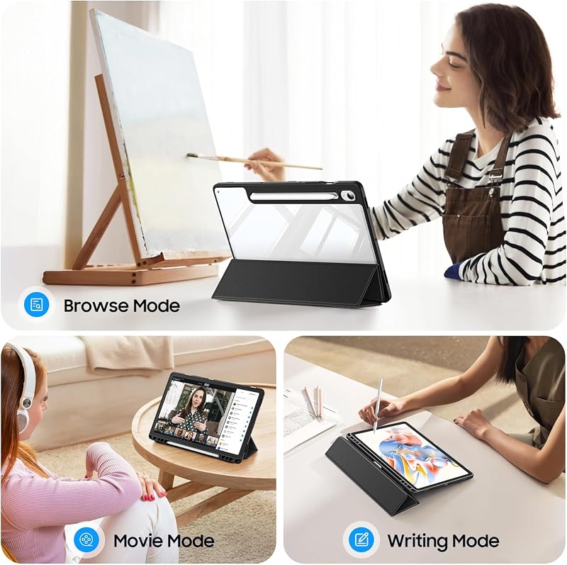 Fintie hibrid tok Samsung Galaxy Tab S10 Lite/S9 FE 10.9" és S9 11" - ütésálló védelem, toll tartó, fekete - black