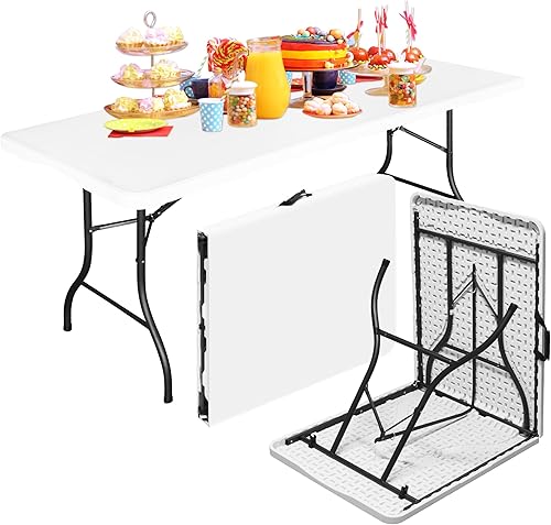 Bblife Mesas plegables de 6 pies, mesa plegable resistente, mesa plegable multifuncional para acampar al aire libre, picnic, fiestas, eventos