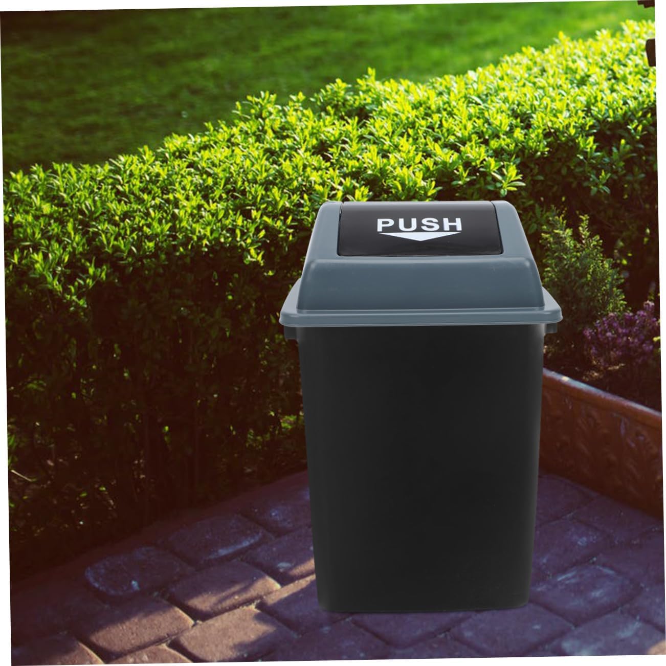 Beavorty Thickened 20l Trash Can Lid Replacement Cover for Large Waste Bin, Grey Protective Flip Top Lid Accessory for Kitchen and Home Garbage Cans