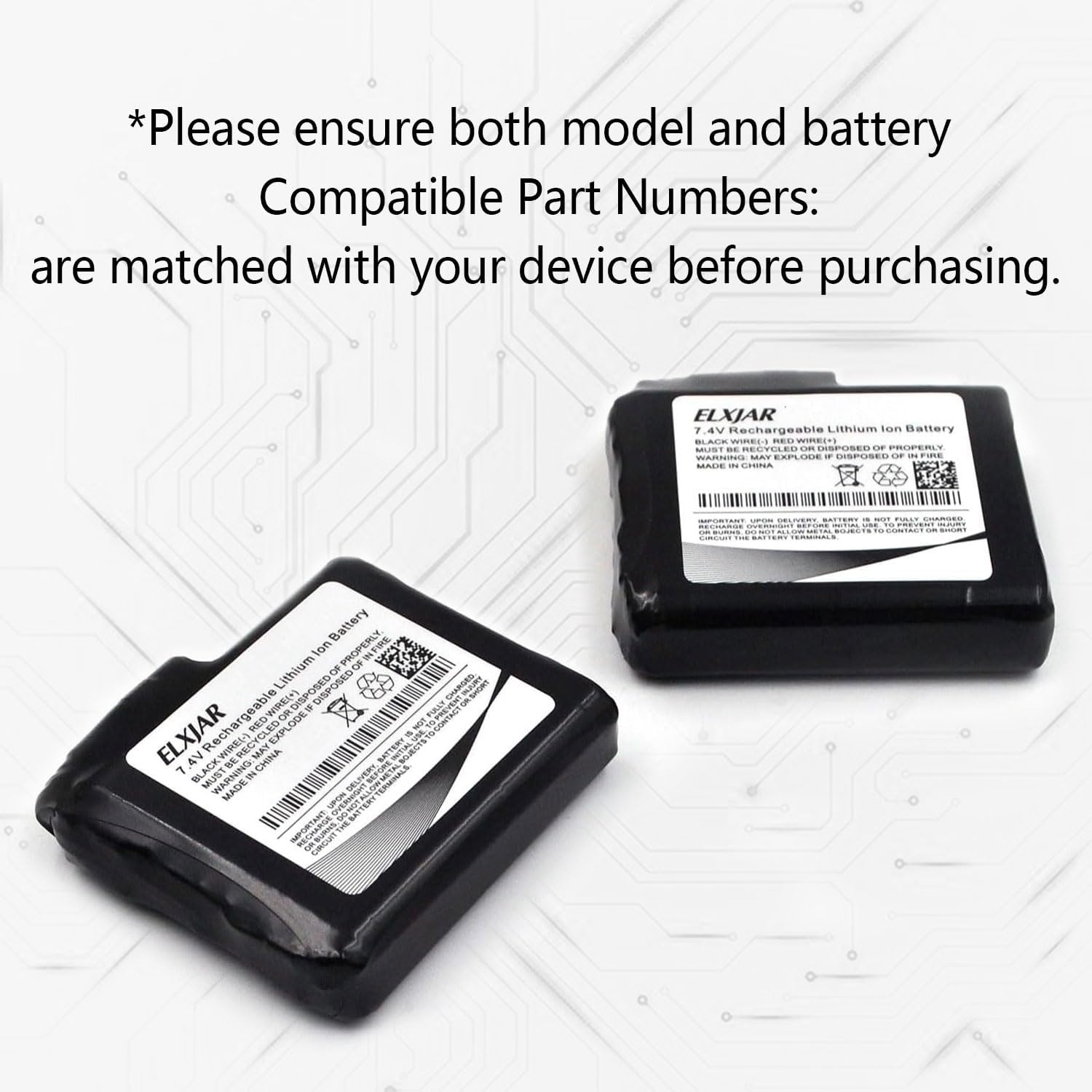 (2-Pack) 7.4V 3000mAh Rechargeable Li-ion Battery Replacement for Heated Gloves Heated Socks Thermal Heated Underwear Clothes