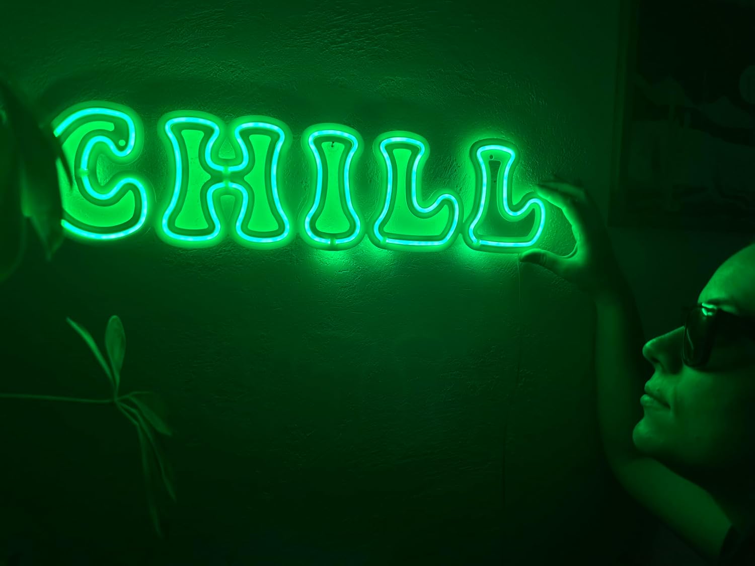 Chill Neon Metal Wall Sign. Neon Metal Wall Art, Neon Wall Decor, Home Office Relax Wall Sign, (With Remote Control)