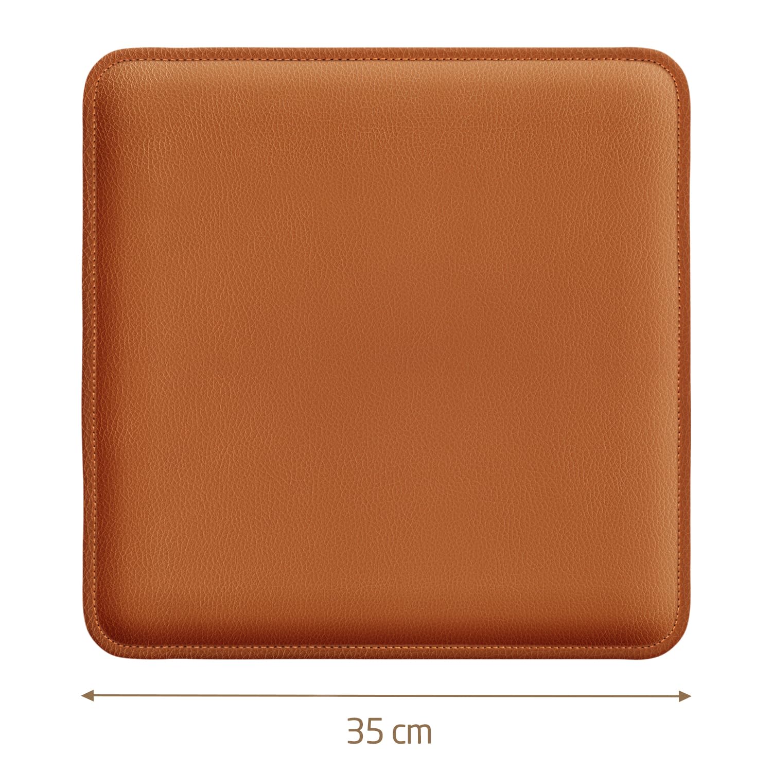 Miqio Design Coussin de siège | Coussin reversible rectangulaire en feutre et similicuir | Coussin de chaise 35x35 cm | Lot de 4 | Assise pour banc et chaise | Gris foncé-Coñac