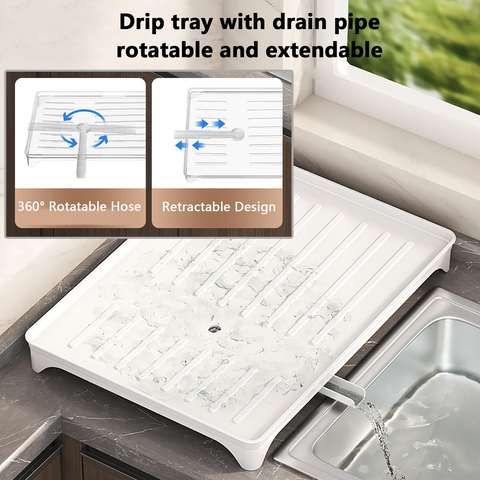 Abtropfgestell mit herausziehbarer Abtropfschale, Multi-Grid-Design, platzsparender Küchentheken-Organizer zum Trocknen von Haushaltsgeschirr, 1 Etage