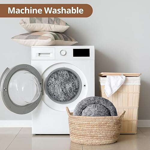 Miniatura 7 de JOLLYVOGUE - Cama calmante para perros y gatos pequeños y medianos, antiansiedad, redonda, acogedora, suave, con base antideslizante, esponjosa, de