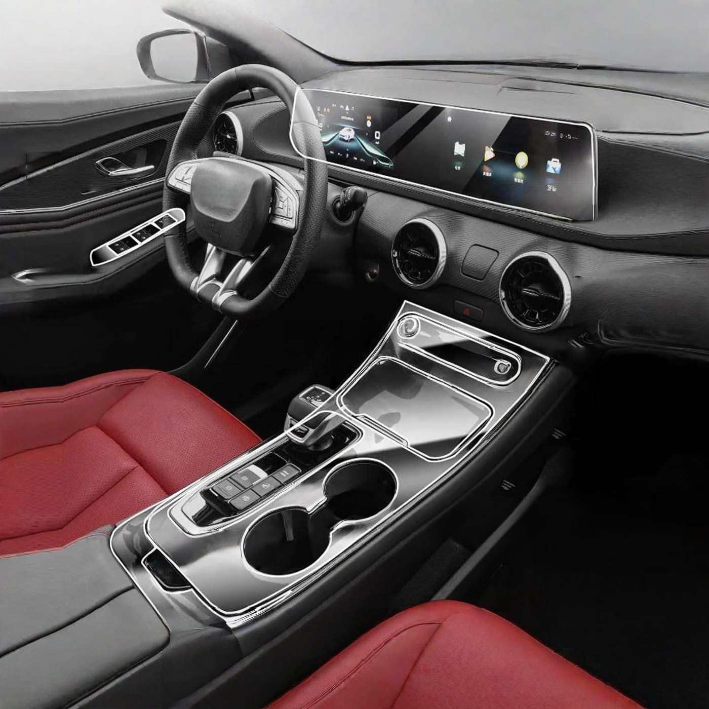 Car Interior Center Console Media Dashboard Navigation TPU Protector, for FORTHING T5 EVO 2023-2025 Film Sticker Anti-Scratch