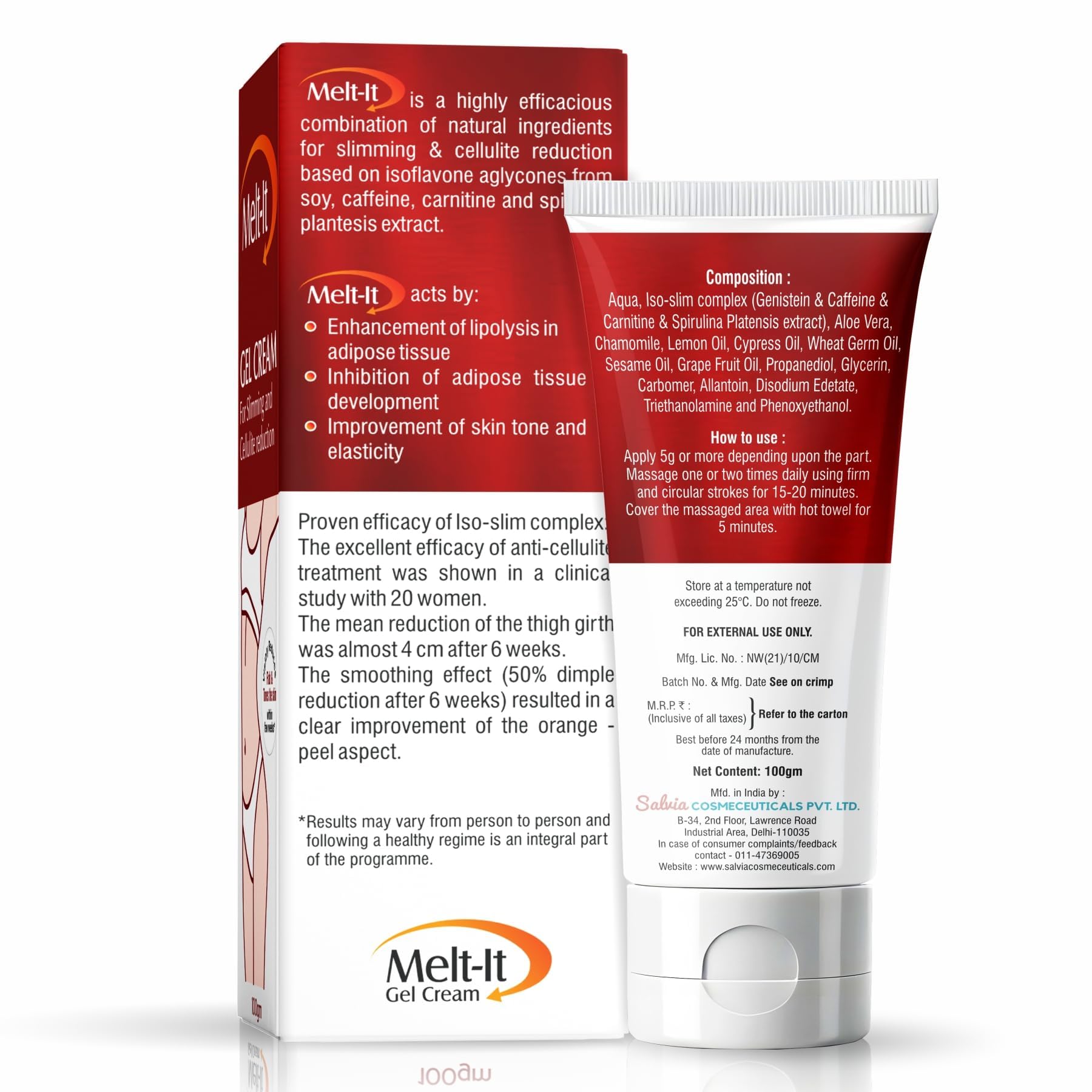 Melt-It Gel Cream – 100g | Anti-Cellulite & Body Toning Gel | Parent (100g (Pack of 4))
