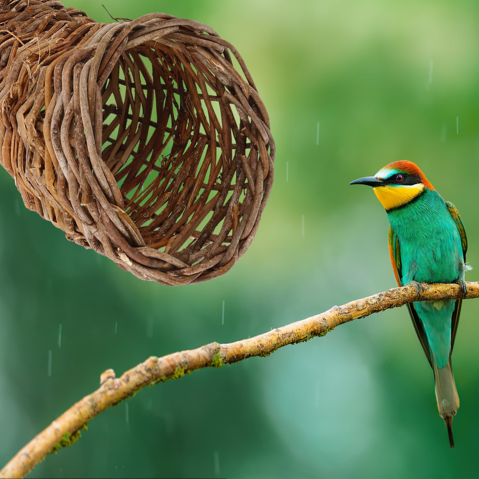 BESPORTBLE Cesto di Rattan Intrecciato a Forma di Corno di Bue Funzione di Contenitore Pratico e Decorazione Rustica per Tavolo da Pranzo e Cucina