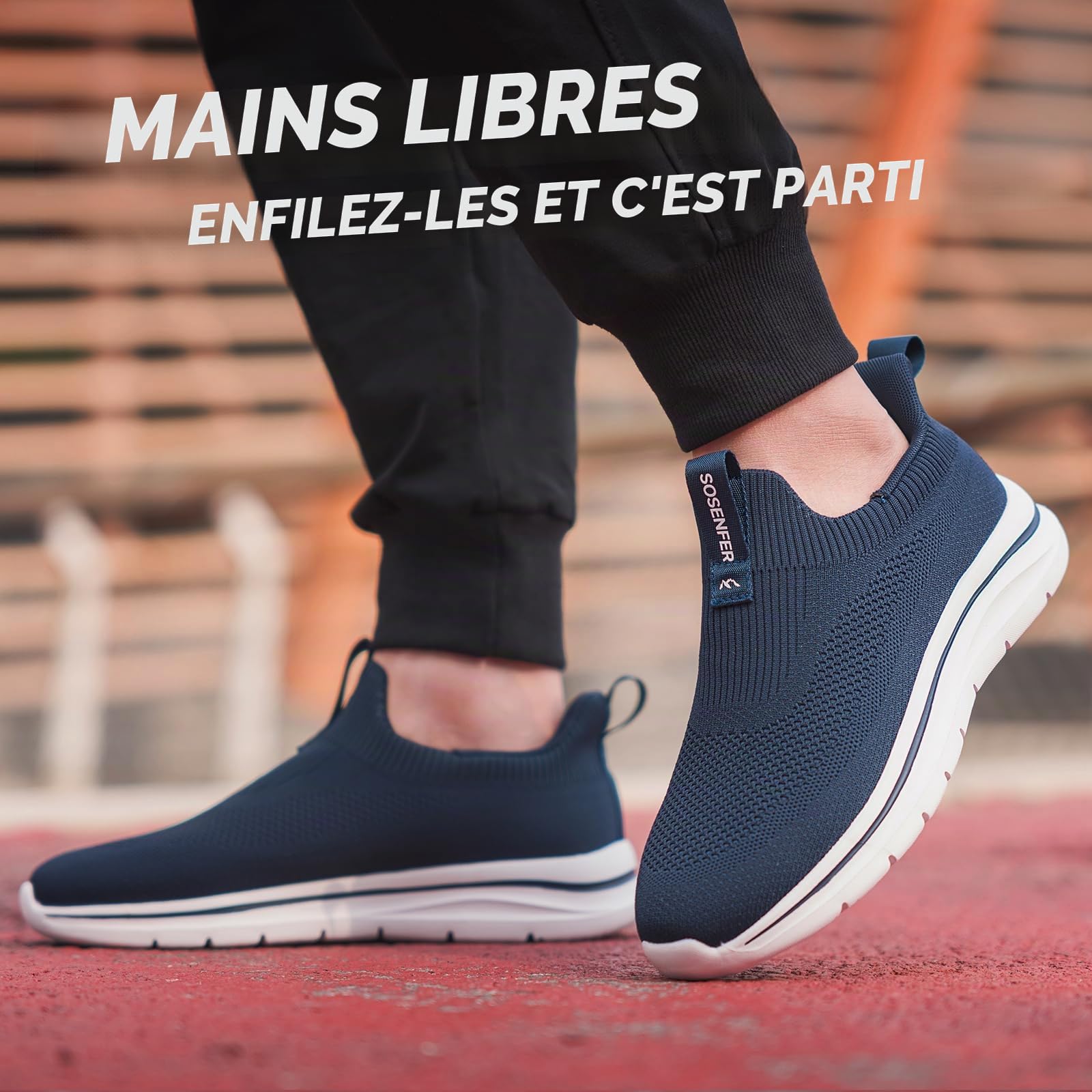 Sosenfer Chaussures pour Homme Baskets Slip-on légères à Enfiler Mains
