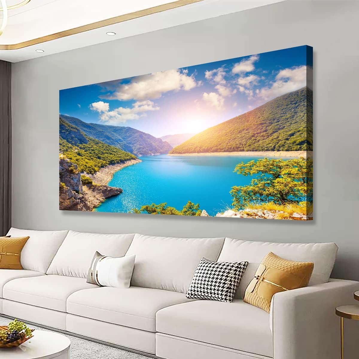 Mountain and Lake Pictures Canvas Wall Art for Living room Bedroom or ...