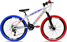Colli Bike, Bicicleta Grau, Aro 26, Freios a Disco, 21 V, Alavanca Rapid Fire 3/7V, Pedivela Triplo Aço, Selim Colli C/Carrinho, Pedal Free Sport 9/16 Colorido, Pneus Coloridos, Guidão Downhill