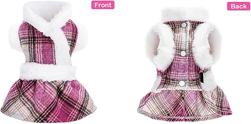 Miniatura 8 de Vestido a cuadros para perro, suéteres para perros pequeños, vestidos de perro hembra, sudadera para perro, ropa de invierno para mascotas, ropa de