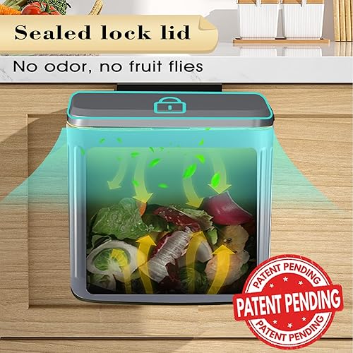 Miniatura 5 de GloDeals Contenedor de compost, contenedor desmontable y de encimera, 4 litros1.06 galones, bote de basura pequeño de acero inoxidable con tapa,