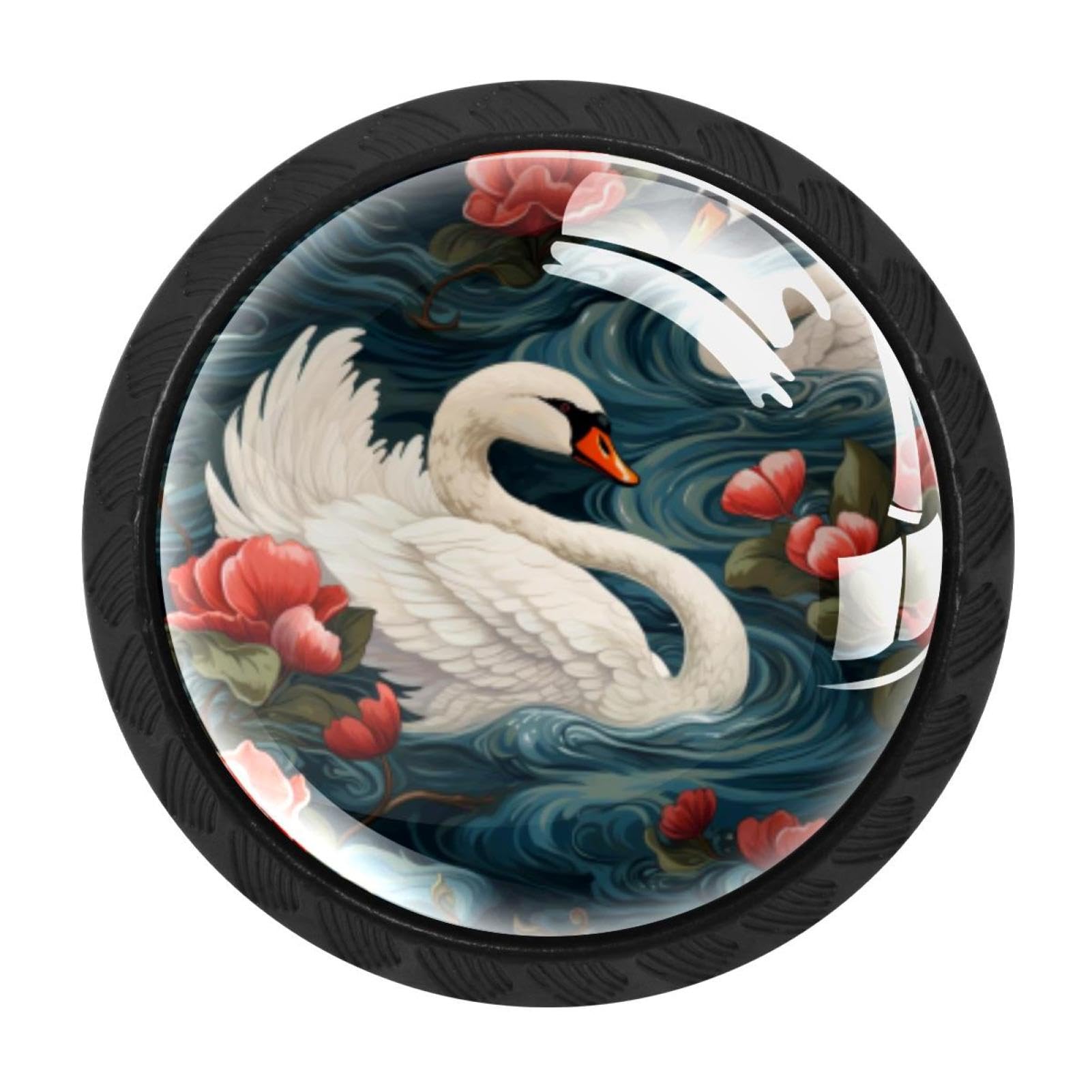 CHENZZZZ 4 Pieces Swan Kitchen Cabinet Knobs Drawer Knobs Dresser Knobs Black Knobs Drawer Pulls Dresser Drawer Handles Knobs for Dresser Drawers