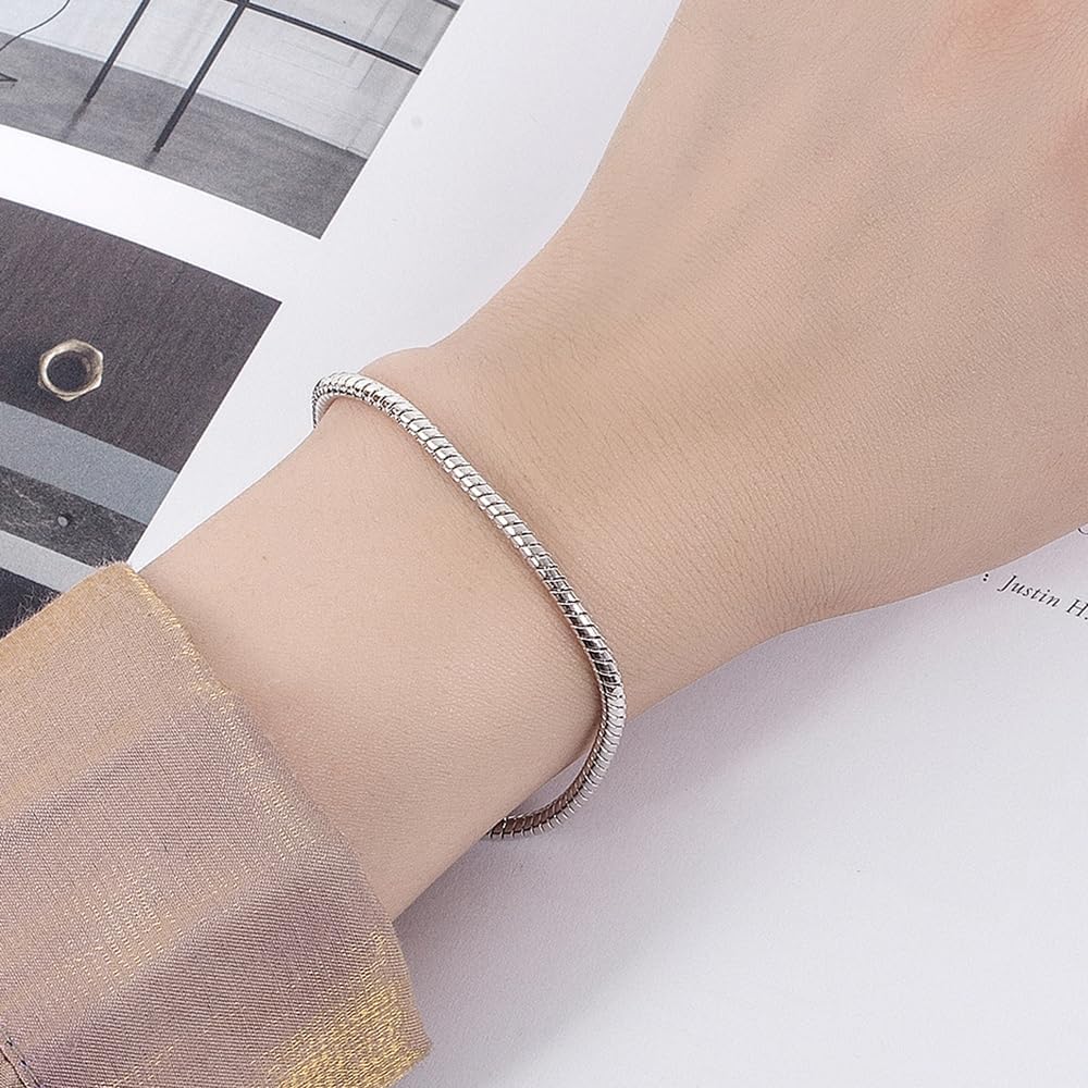3MM 4MM 925 Sterling Silver Snake Chain Bracelet For Men Silver Jewelry