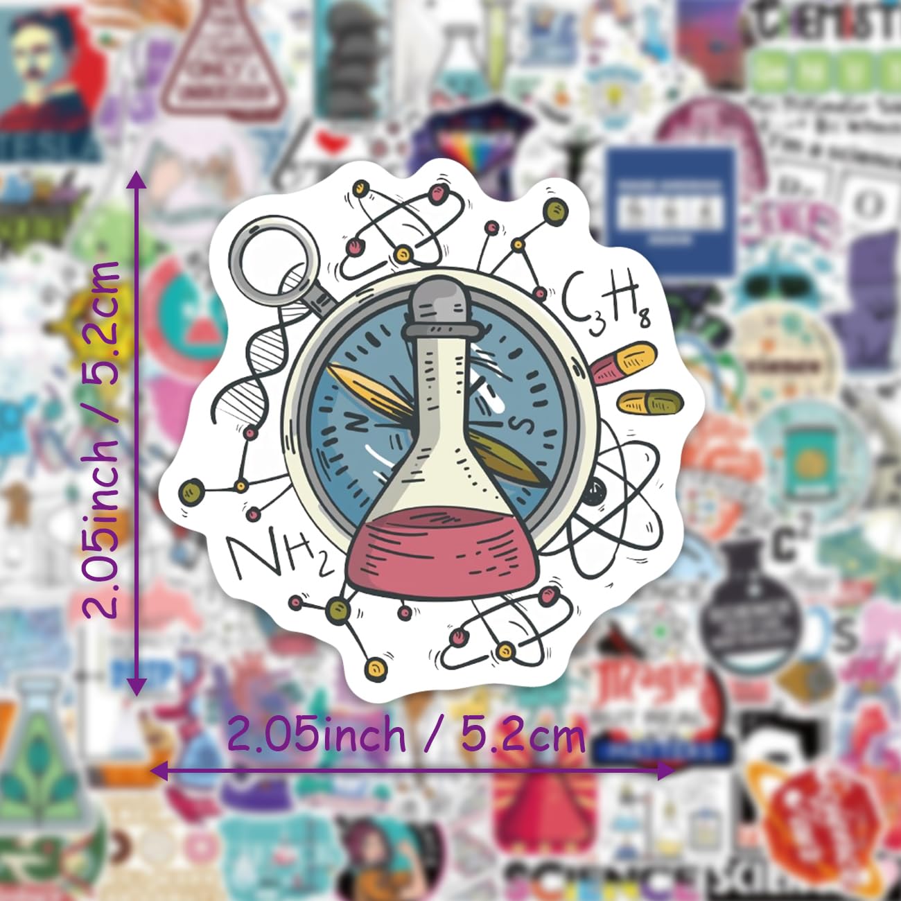 Lot De 100 Autocollants De Biologie Physique, Scientifique Autocollants