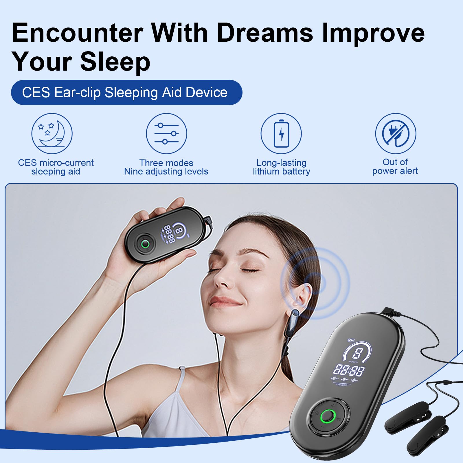 WingFly Vagusnervstimulation Ohrclips Mikrostrom 3 Modi 9-Stufe-Anpassung