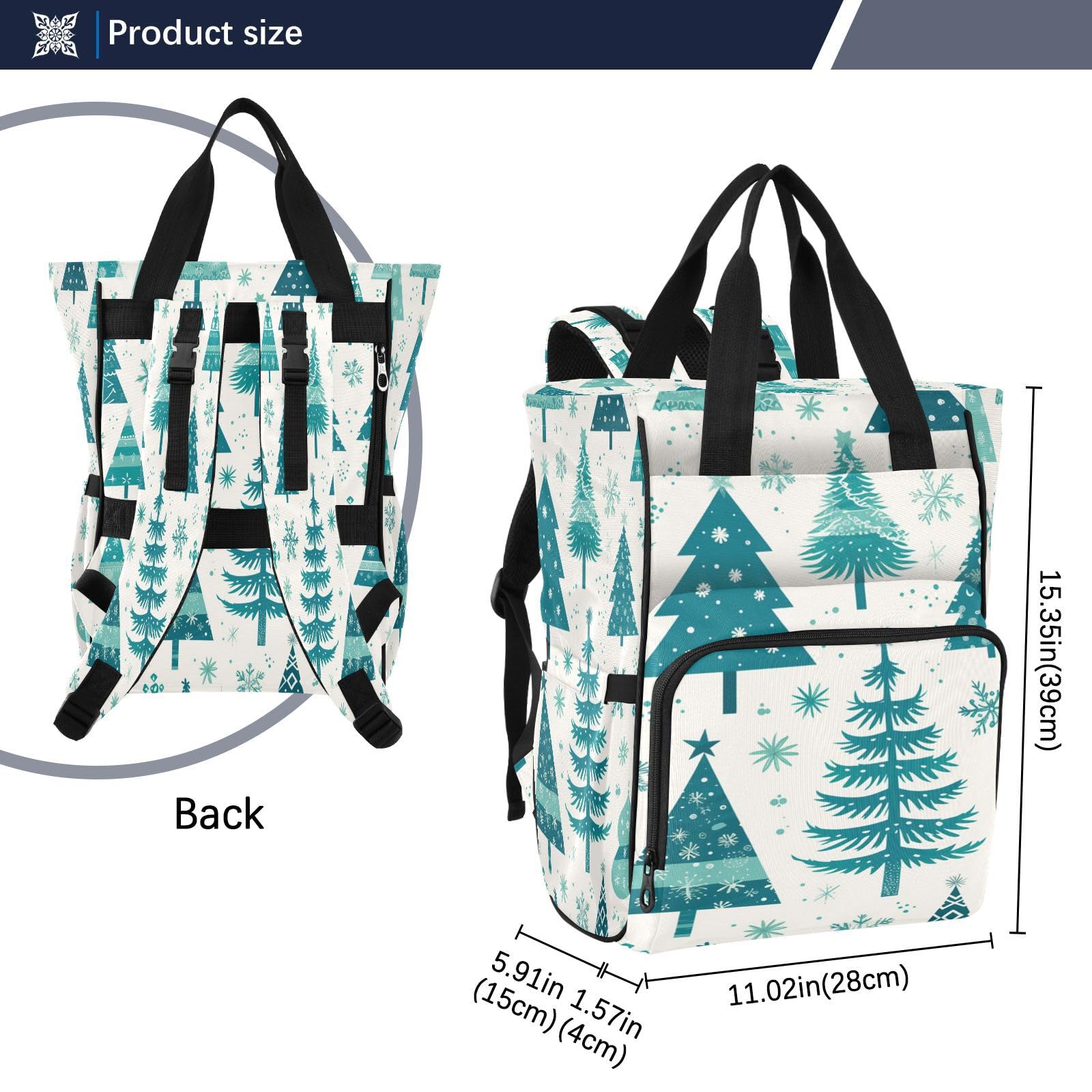 Invierno Festivo De áRboles Azules Mochilas de Pañales para Gran Capacidad Pañal Bolso Mochila para Viajar al Aire Libre Mamá y Papá