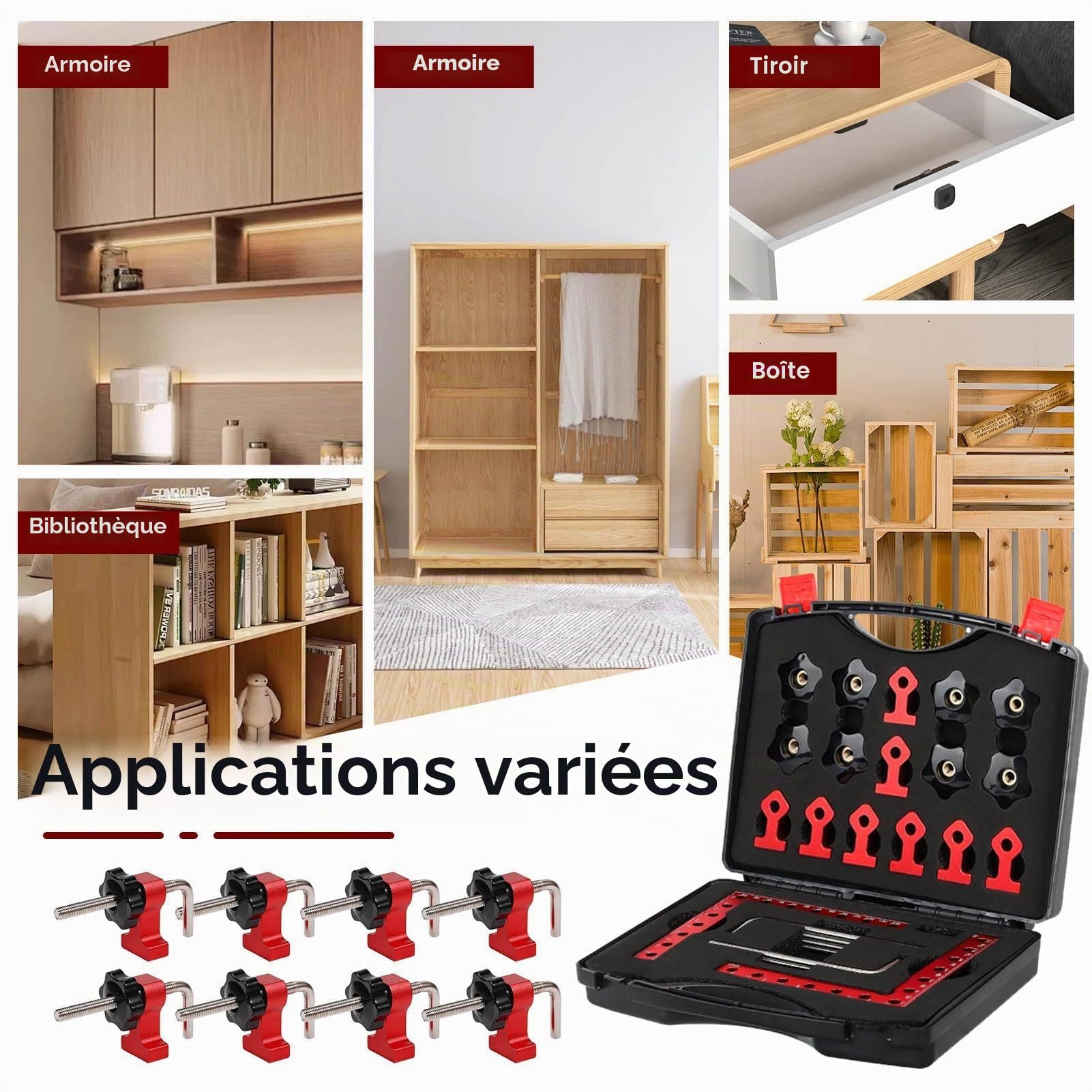 Équerre de positionnement à 90 degrés, pince d'angle 140 mm/5,5 pouces en aluminium multifonctionnelle, serre-joints d'angle droit, serre-joint d'angle pour outils de menuisier pour bricolage