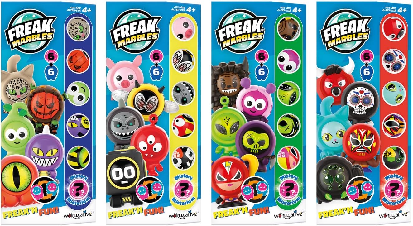Freak Marbles Totem Pack D | Collect, Play & Share | Contains 6 Marbles and 6 Skins, 1 of Them Rare