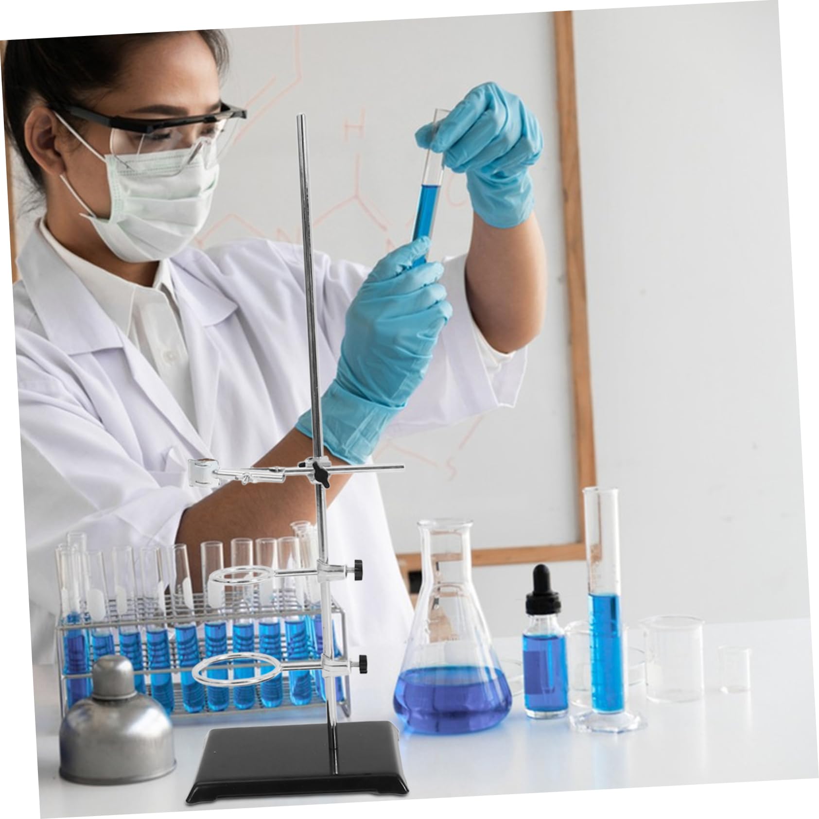 Laborstativ für Laborgeräte Tischstativ mit Klemmen und Ringstativ für Experimente Chemie-laborständer für Filtration und Erhitzung