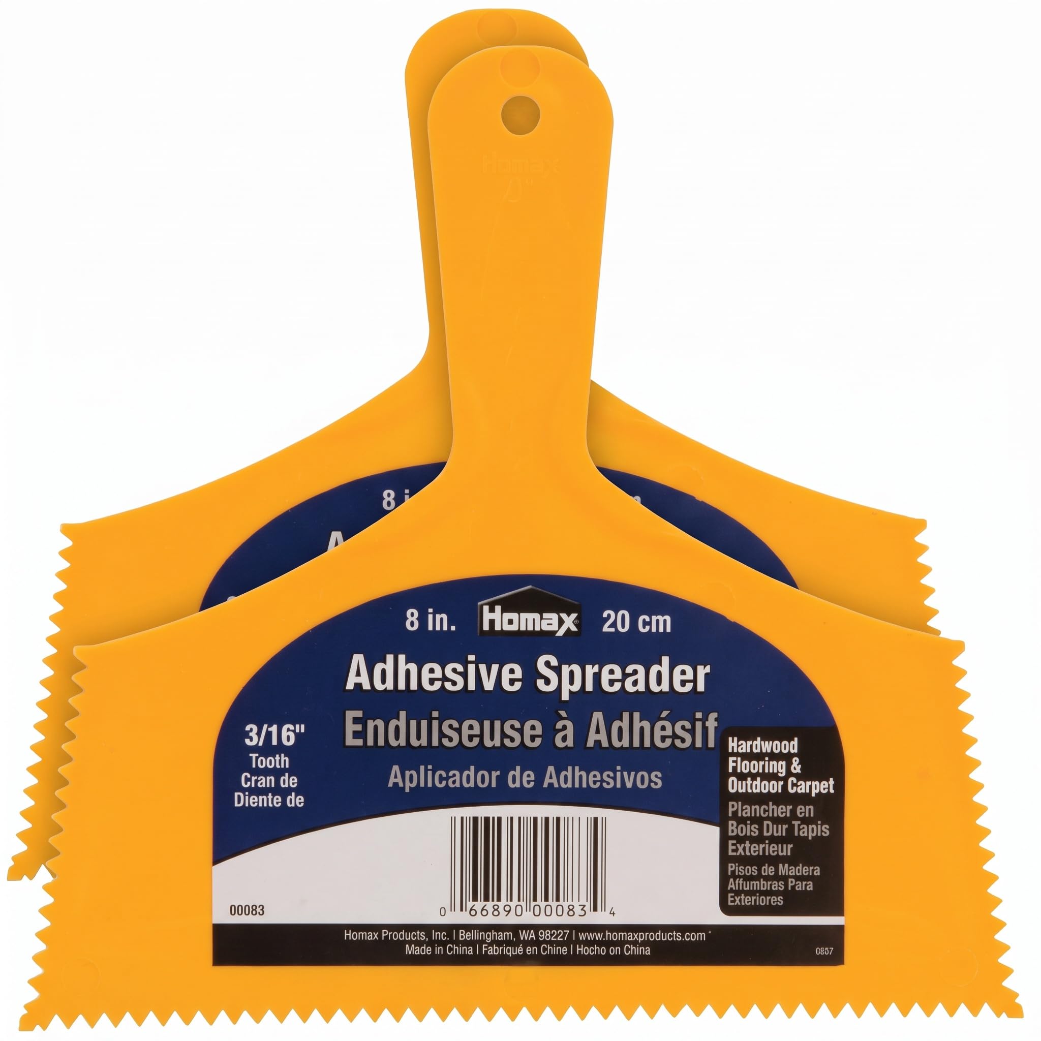 Homax Adhesive Spreader, 8", 3/16" Tooth, Hardwood Flooring Spreader,Orange (Pack of 2)