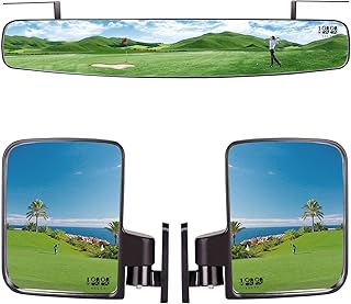 10L0L Golf Cart Folding Side Mirror and Panoramic Rear View Mirror for EZGO, Club Car, Yamaha