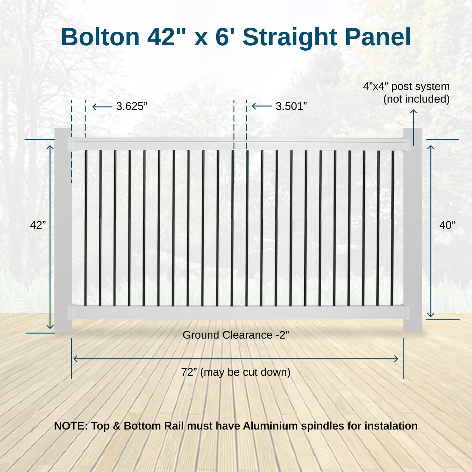Weatherables Bolton Porch and Deck Railing Kit – Aluminum and Vinyl Railing Kit for Decks, Porches, Balcony Railing, and More (42” x 72”)